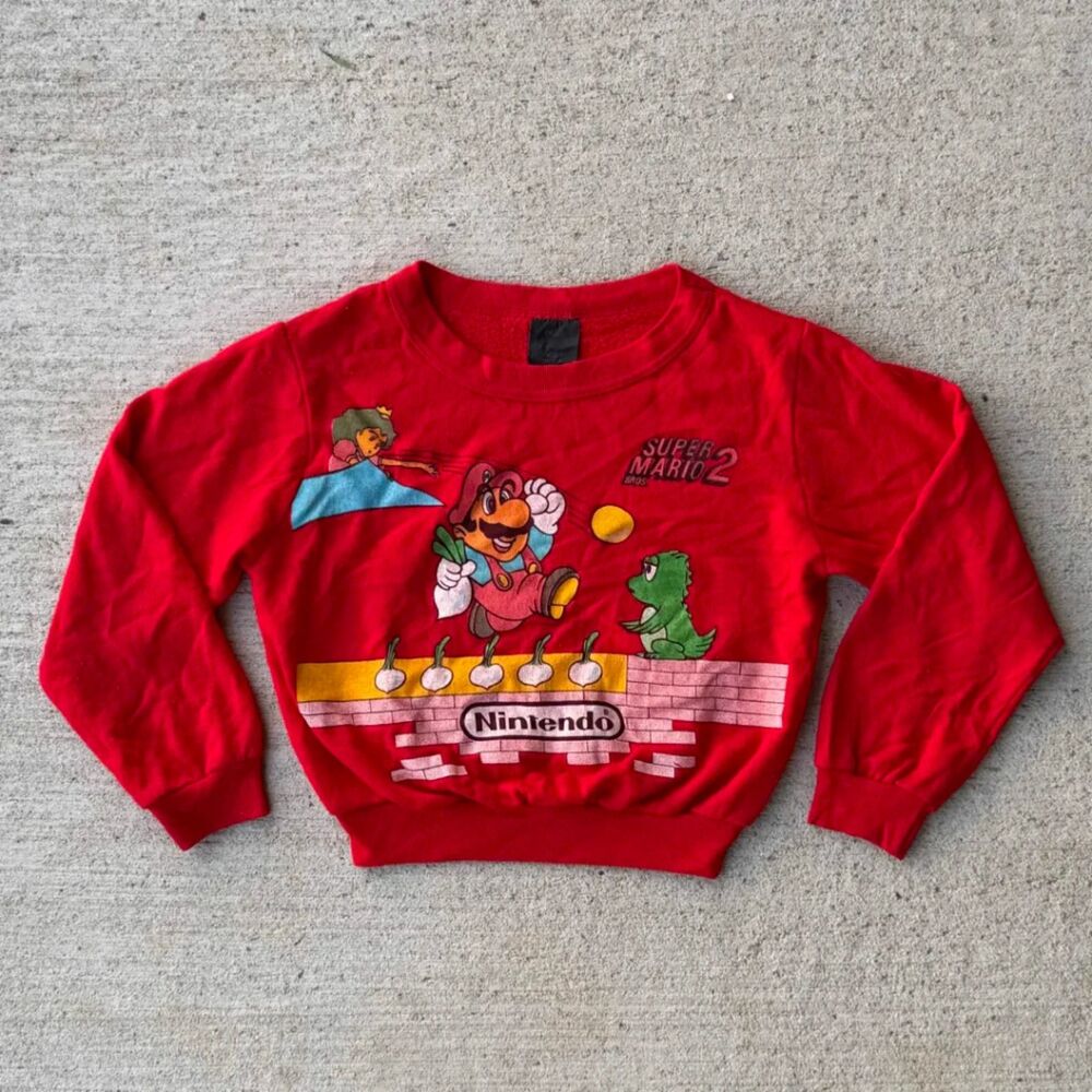 Vintage 1988 Super Mario Bros 2 Nintendo Power Promo Sweatshirt Kids Mario Peach